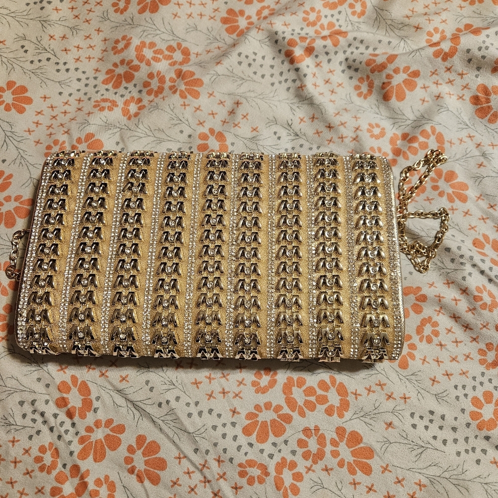 Elegant Gold and Silver Chain Clutch